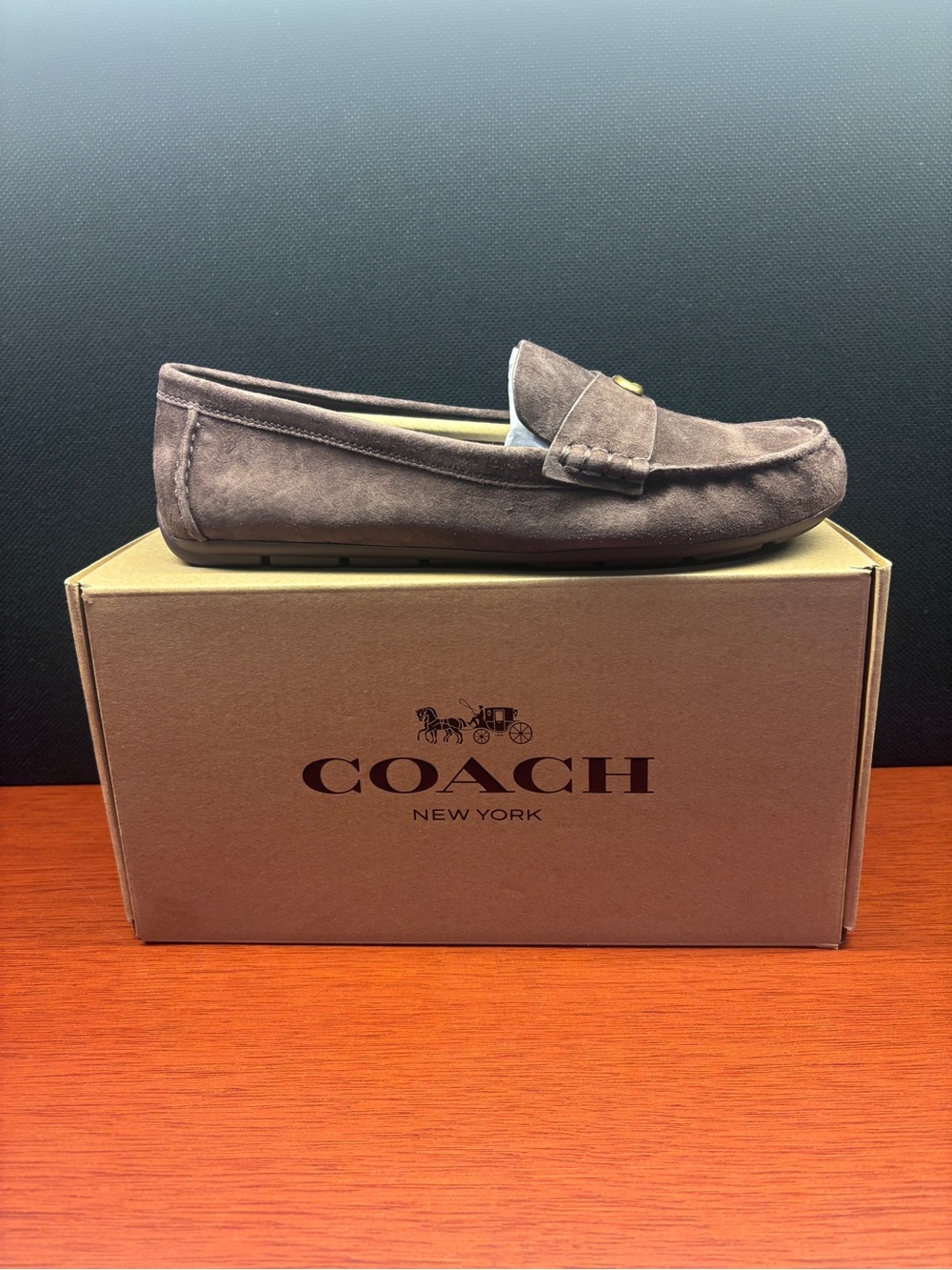 Coach NIB W’s Sz 10B Sculpt C Suede Driver Loafer in Maple